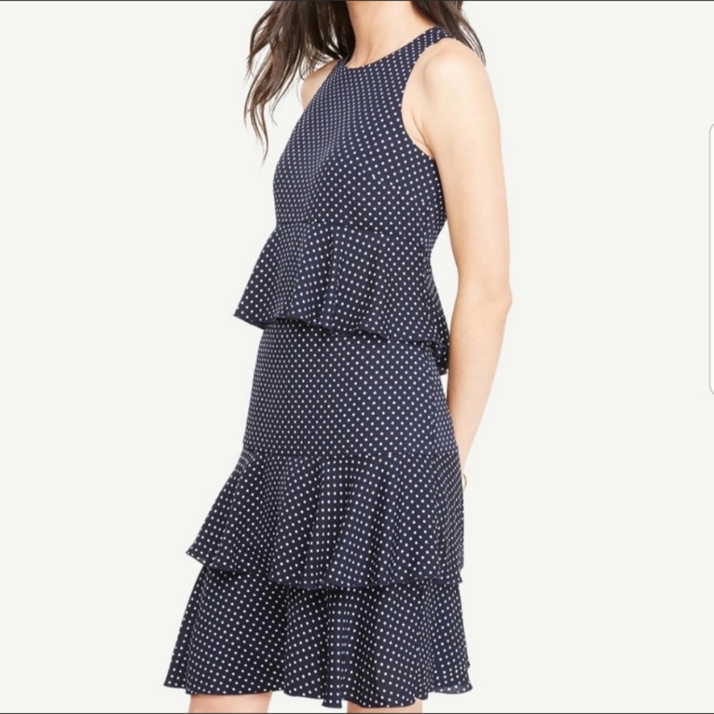 Ann Taylor Polka Dot Tiered Ruffle Dress